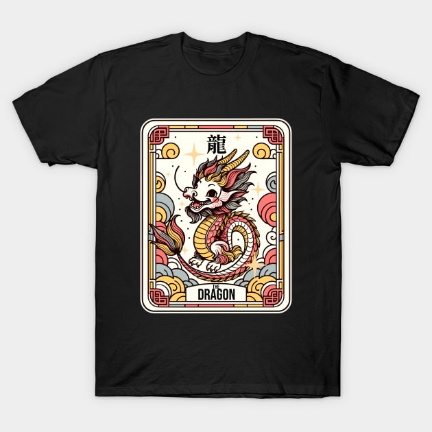 Chinese Dragon Tarot Card - Year of the Dragon 2024 T-Shirt by Half Sugar Boba